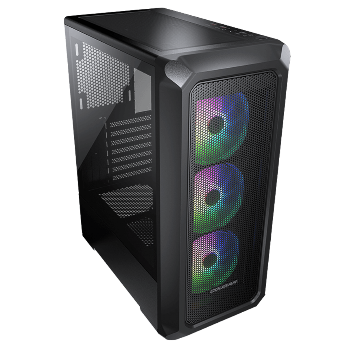Gabinete Gamer Cougar Archon 2 Mesh RGB, Mid Tower, Vidro Temperado, ATX, Black, Sem Fonte, Com 3 Fans, 385CC50.0001  