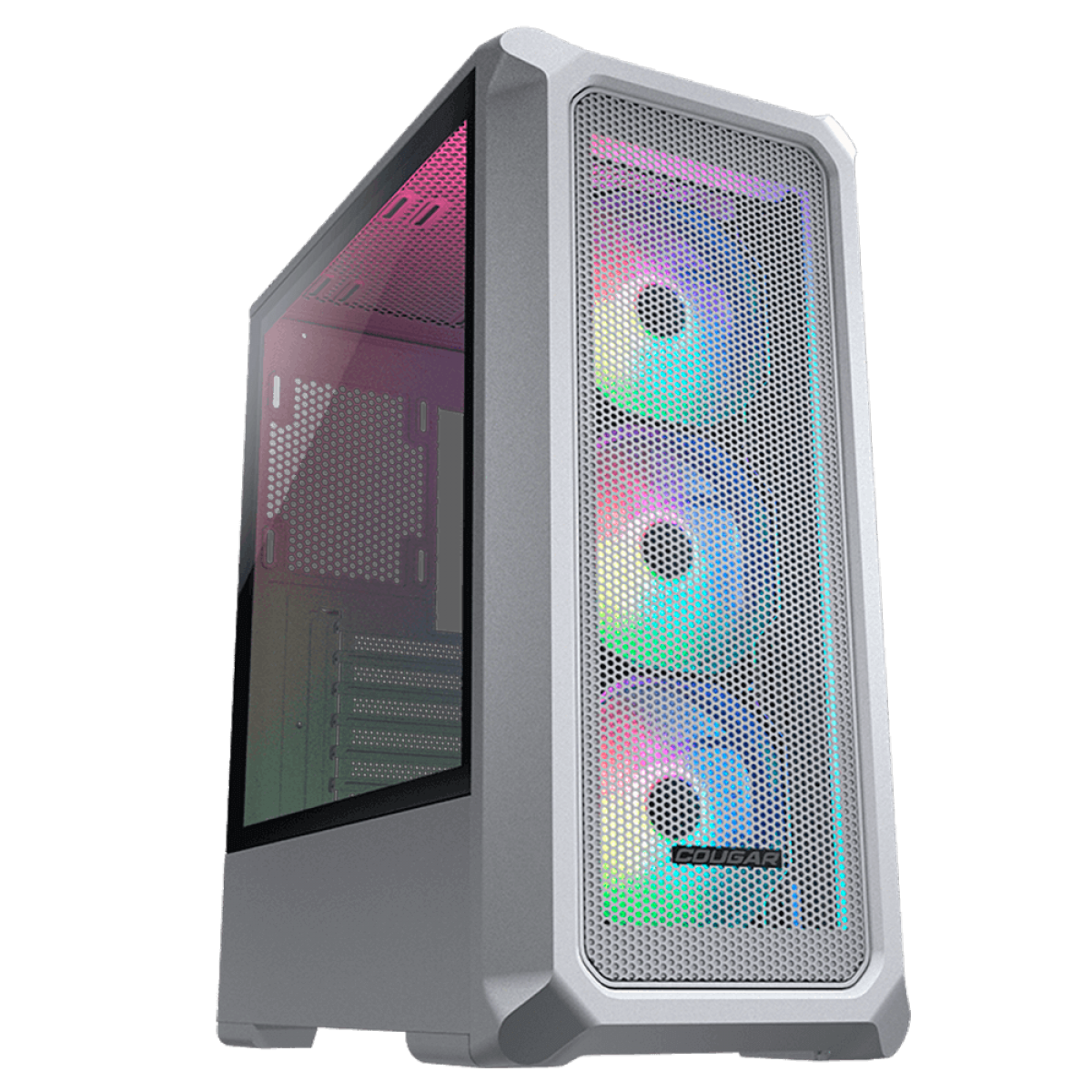 Gabinete Gamer Cougar Archon 2 Mesh RGB, Mid Tower, Vidro Temperado, ATX, White, Sem Fonte, Com 3 Fans, 385CC50.0002