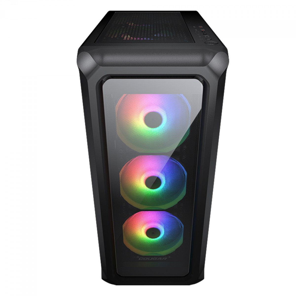 Gabinete Gamer Cougar Archon 2 RGB, Mid Tower, Vidro Temperado, ATX, Black, Sem Fonte, Com 3 Fans, 385CC50.0003