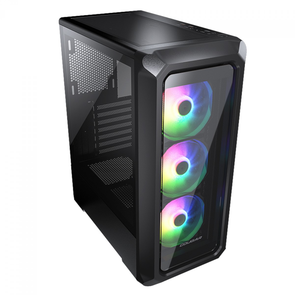 Gabinete Gamer Cougar Archon 2 RGB, Mid Tower, Vidro Temperado, ATX, Black, Sem Fonte, Com 3 Fans, 385CC50.0003