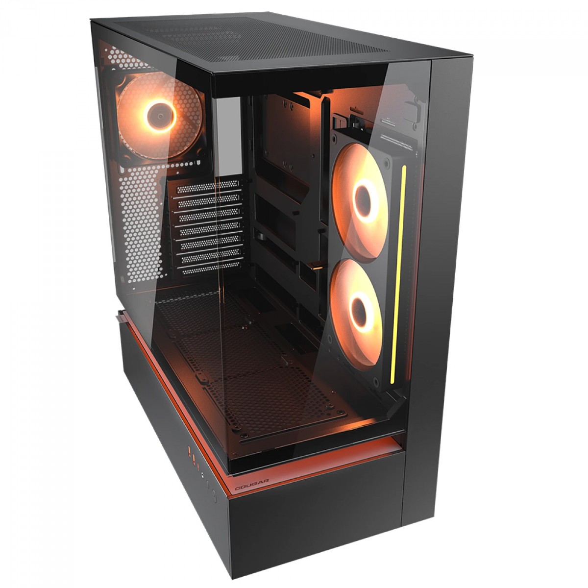 Gabinete Gamer Cougar CFV235, Mid Tower, Vidro Temperado, ATX, Sem Fonte, Com 3 Fans ARGB, Preto, 382DA40.0001