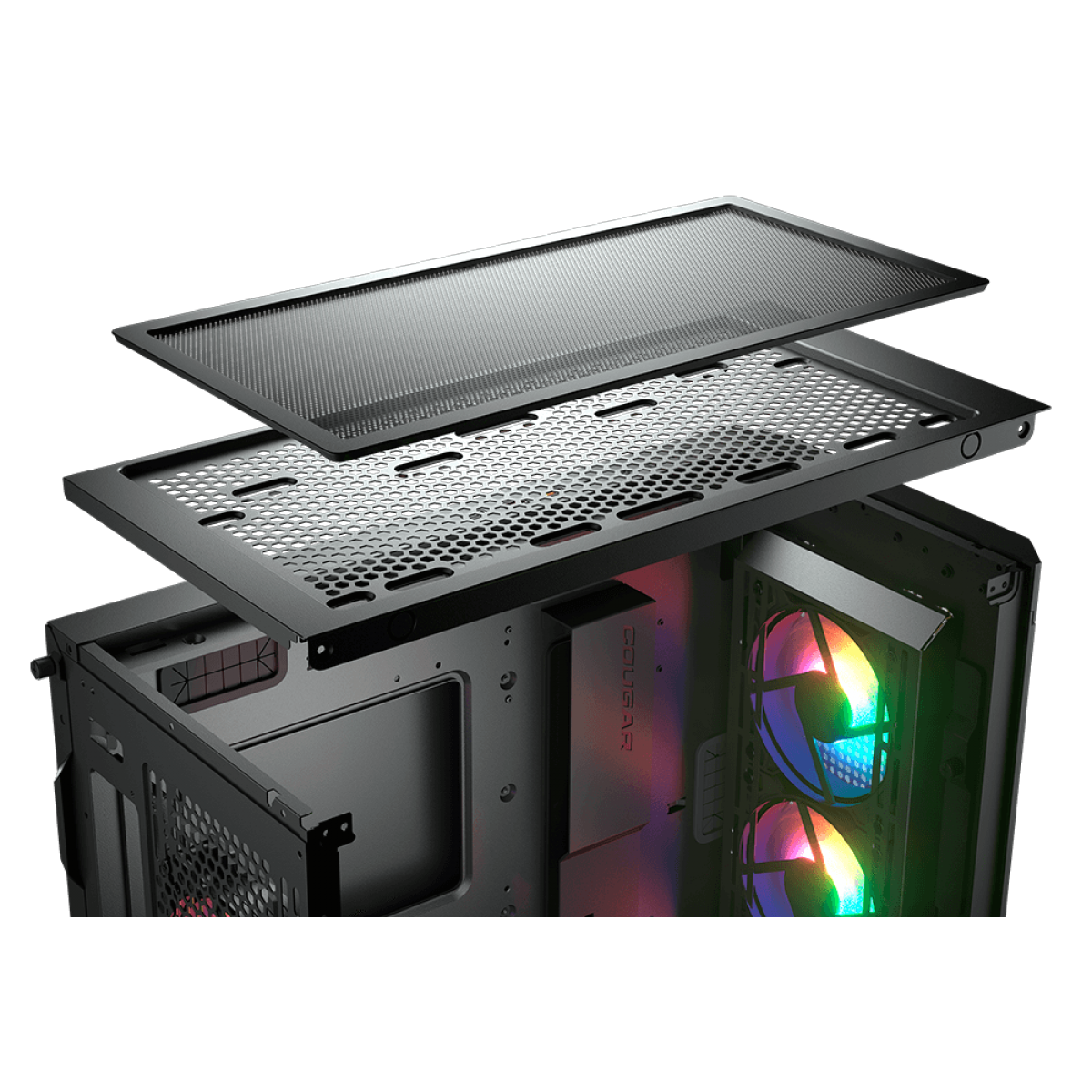 Gabinete Gamer Cougar Duoface PRO RGB, Mid Tower, Vidro Temperado, E-ATX, Black, Sem Fonte, Com 4 Fans, 385AD10.0001