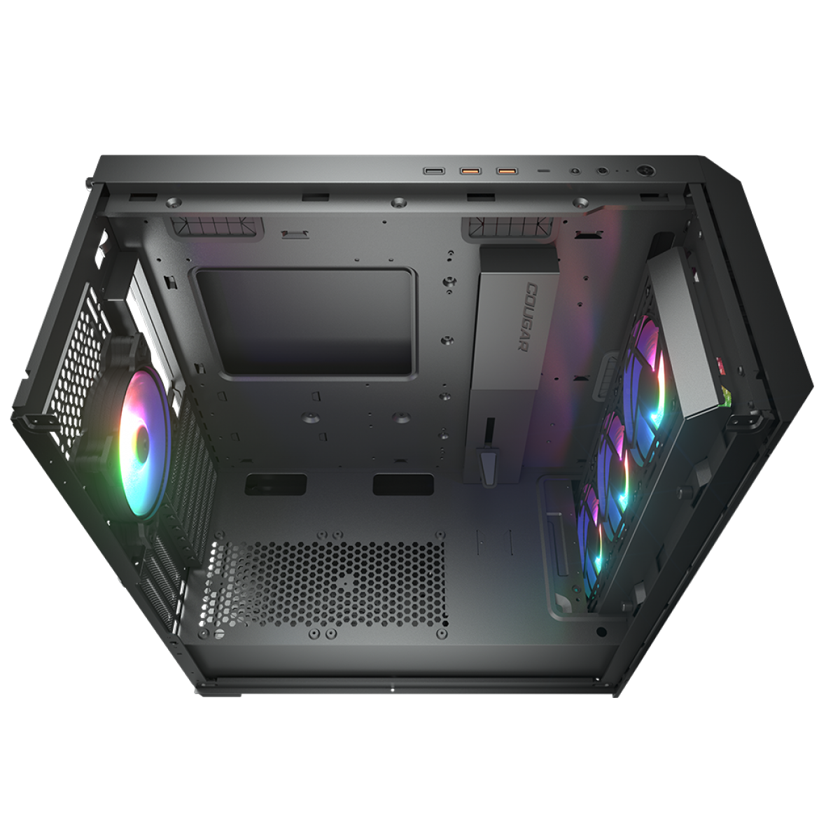Gabinete Gamer Cougar Duoface PRO RGB, Mid Tower, Vidro Temperado, E-ATX, Black, Sem Fonte, Com 4 Fans, 385AD10.0001