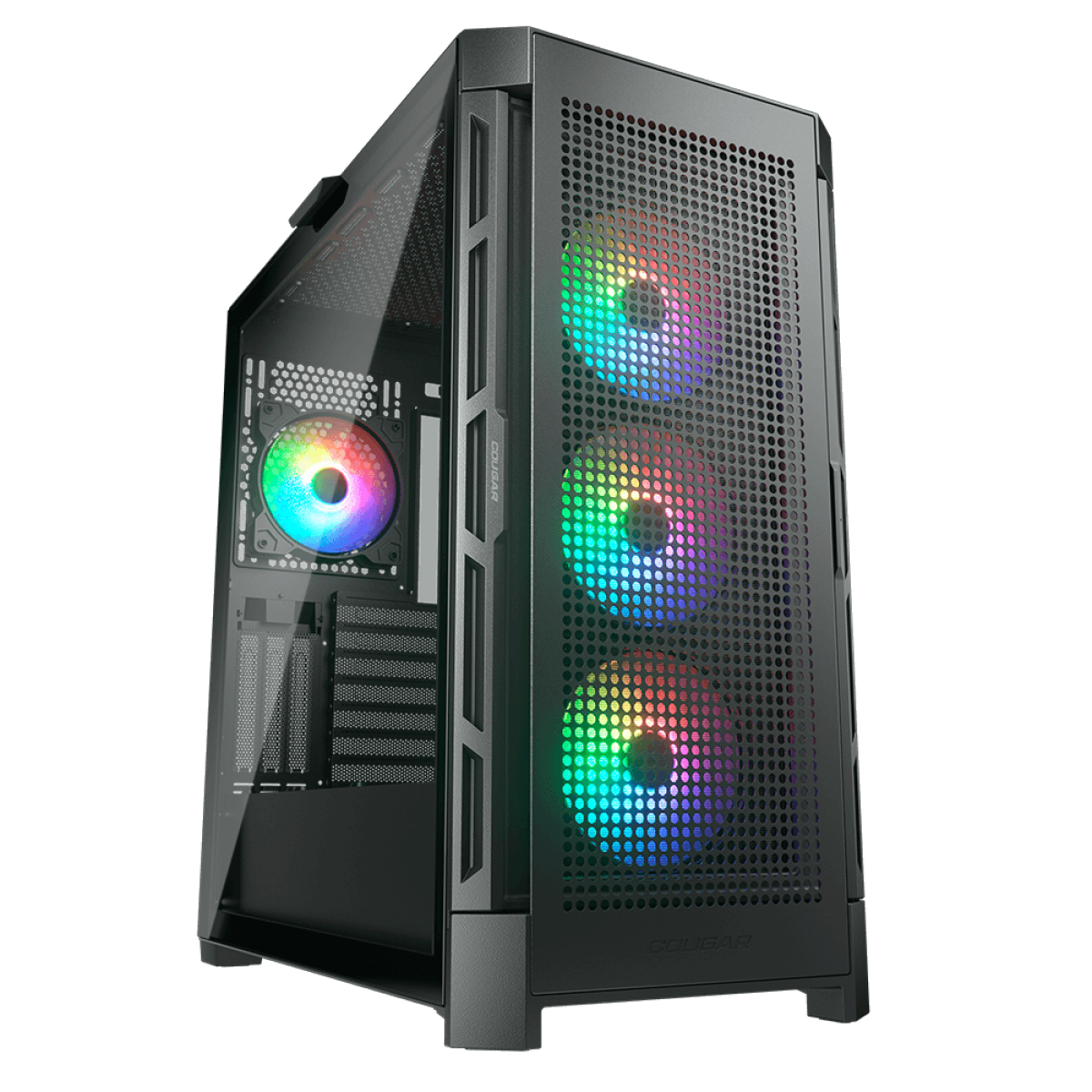 Gabinete Gamer Cougar Duoface PRO RGB, Mid Tower, Vidro Temperado, E-ATX, Black, Sem Fonte, Com 4 Fans, 385AD10.0001