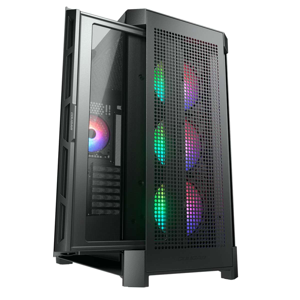 Gabinete Gamer Cougar Duoface PRO RGB, Mid Tower, Vidro Temperado, E-ATX, Black, Sem Fonte, Com 4 Fans, 385AD10.0001