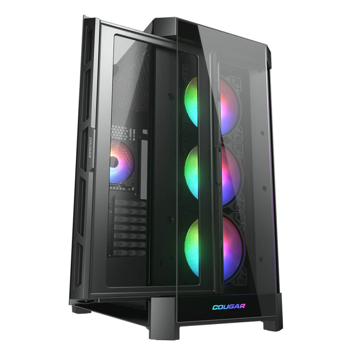 Gabinete Gamer Cougar Duoface PRO RGB, Mid Tower, Vidro Temperado, E-ATX, Black, Sem Fonte, Com 4 Fans, 385AD10.0001