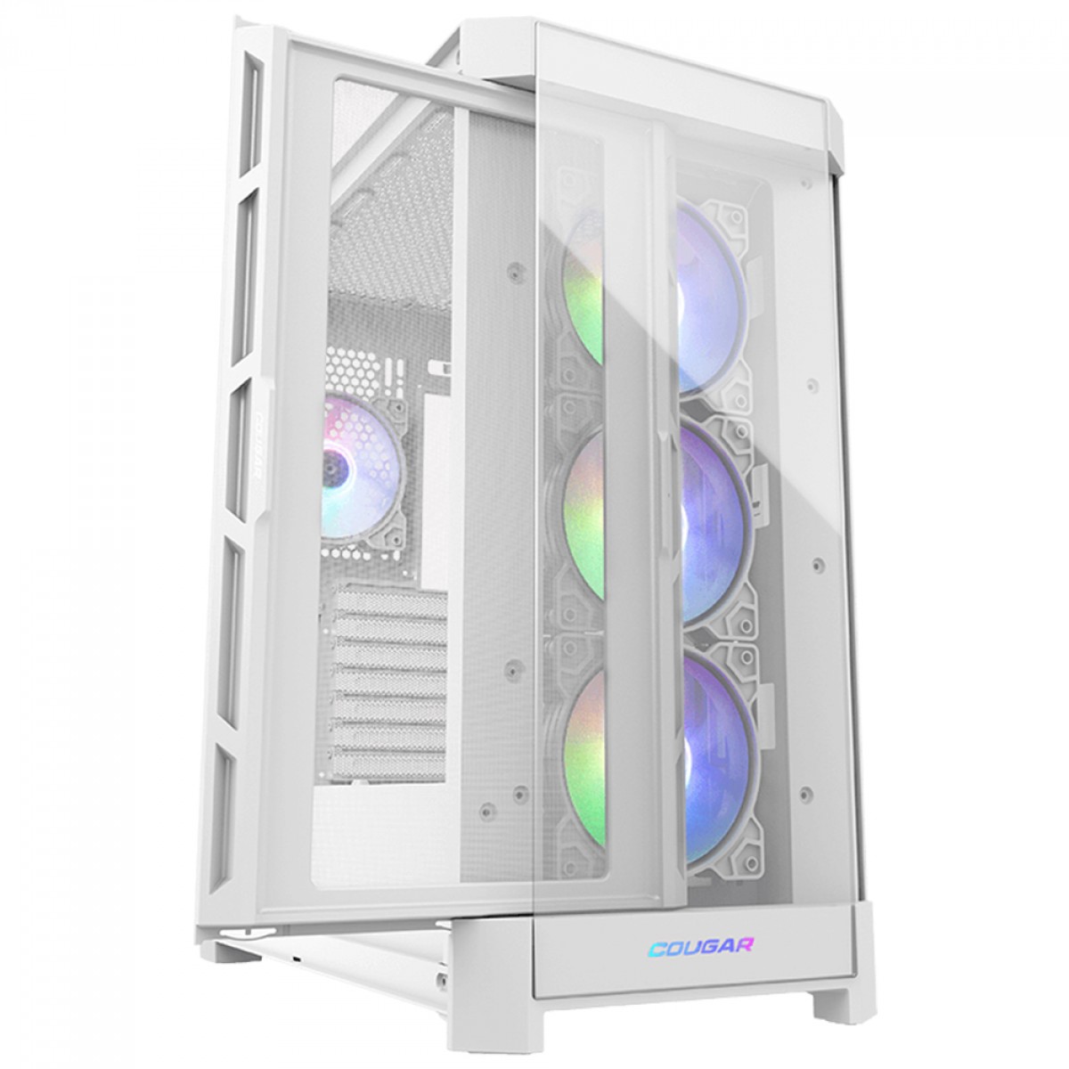 Gabinete Gamer Cougar Duoface PRO RGB, Mid Tower, Vidro Temperado, E-ATX, White, Sem Fonte, Com 4 Fans, 385AD10.0002