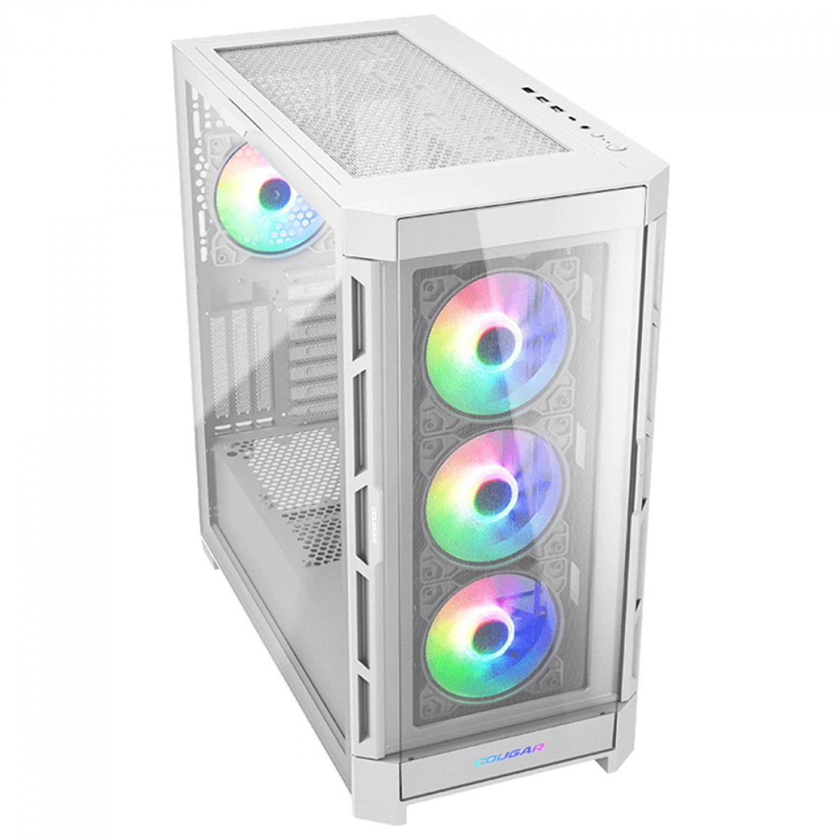 Gabinete Gamer Cougar Duoface PRO RGB, Mid Tower, Vidro Temperado, E-ATX, White, Sem Fonte, Com 4 Fans, 385AD10.0002