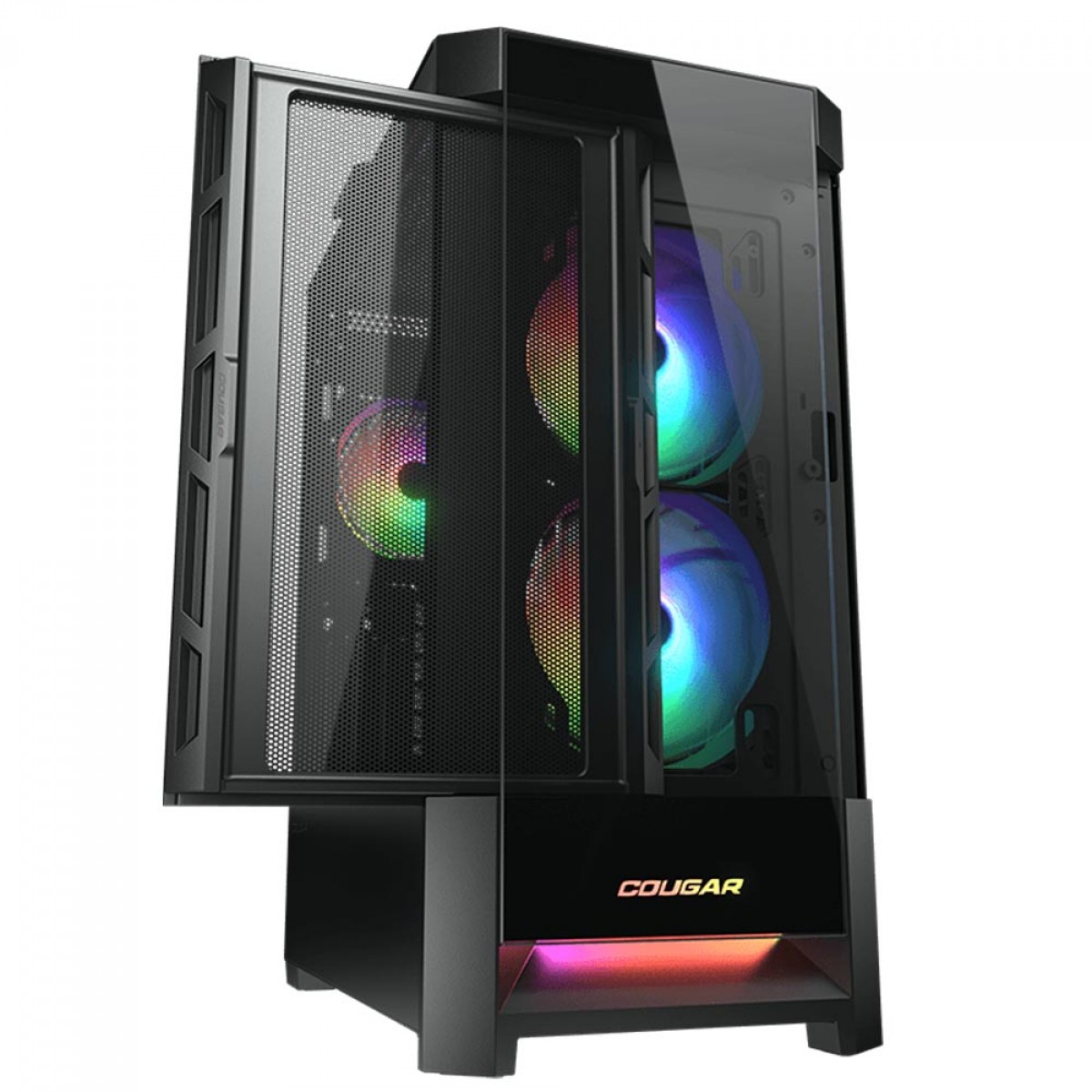 Gabinete Gamer Cougar Duoface RGB, Mid Tower, Vidro Temperado, E-ATX, Black, Sem Fonte, Com 3 Fans, 385ZD10.0001