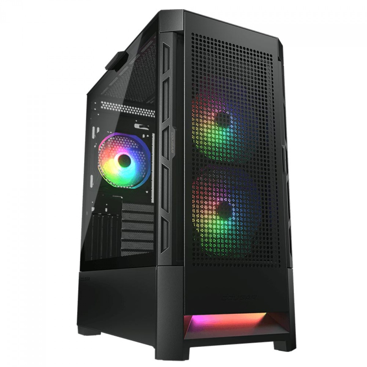 Gabinete Gamer Cougar Duoface RGB, Mid Tower, Vidro Temperado, E-ATX, Black, Sem Fonte, Com 3 Fans, 385ZD10.0001