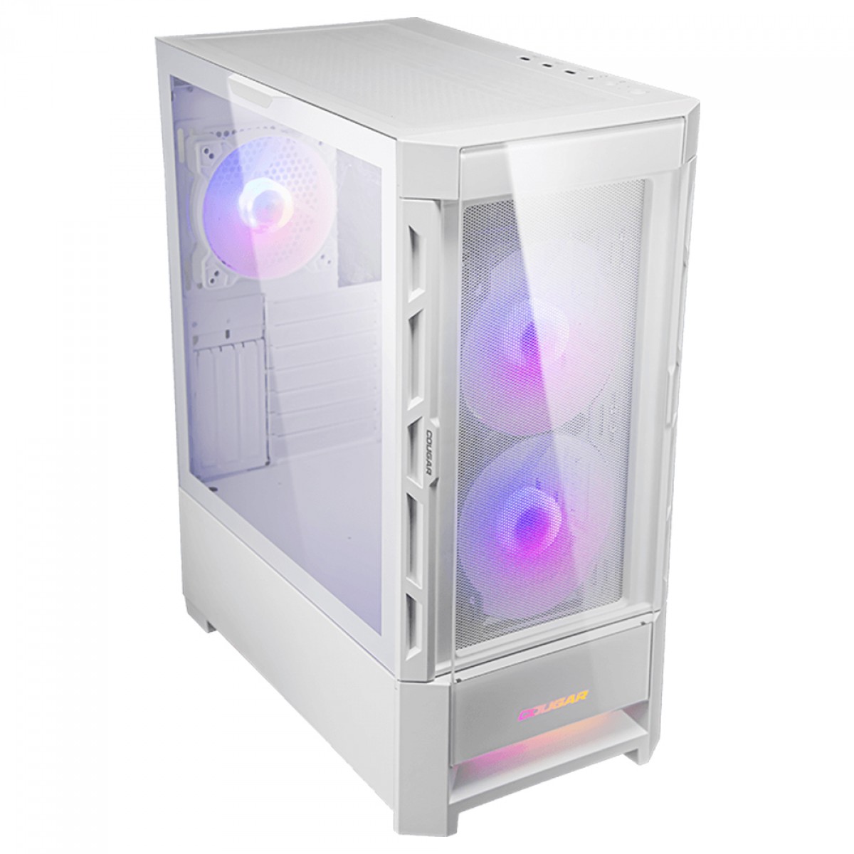 Gabinete Gamer Cougar Duoface RGB, Mid Tower, Vidro Temperado, E-ATX, White, Sem Fonte, Com 3 Fans, 385ZD10.0003