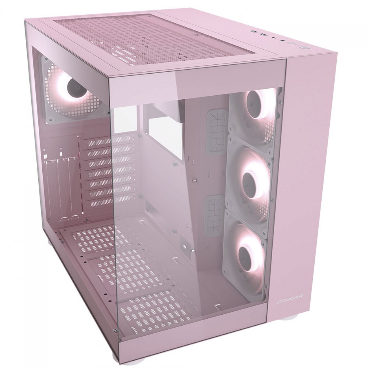 Gabinete Gamer Cougar FV150 RGB, Mid Tower, Vidro Temperado, ATX, Com 4 Fans, Pink, 385KA10.0005