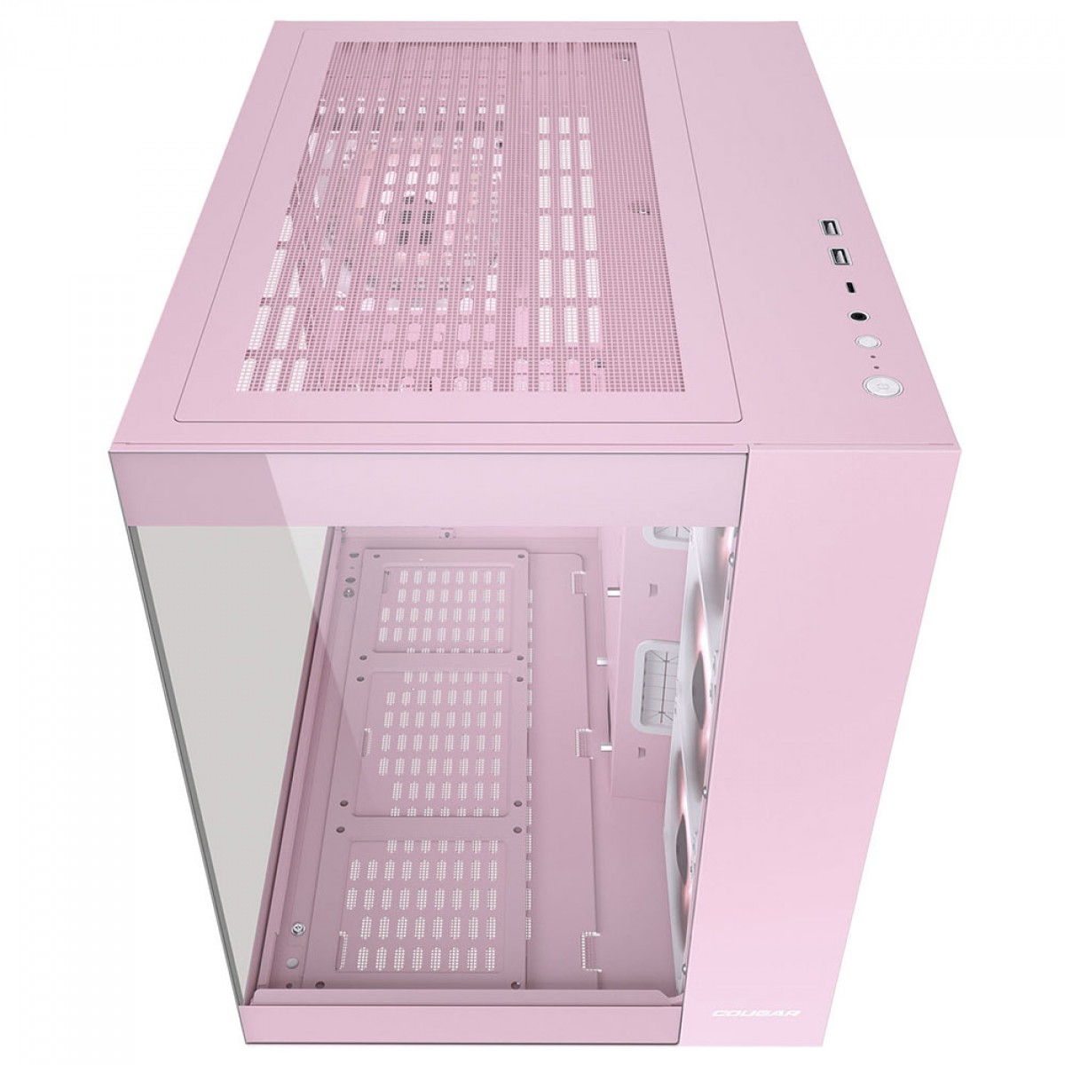 Gabinete Gamer Cougar FV150 RGB, Mid Tower, Vidro Temperado, ATX, Com 4 Fans, Pink, 385KA10.0005