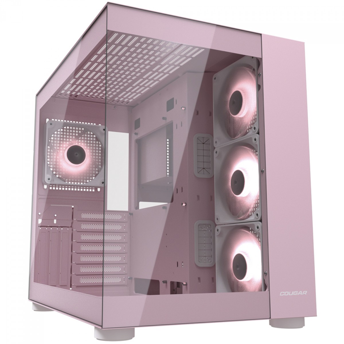 Gabinete Gamer Cougar FV150 RGB, Mid Tower, Vidro Temperado, ATX, Com 4 Fans, Pink, 385KA10.0005