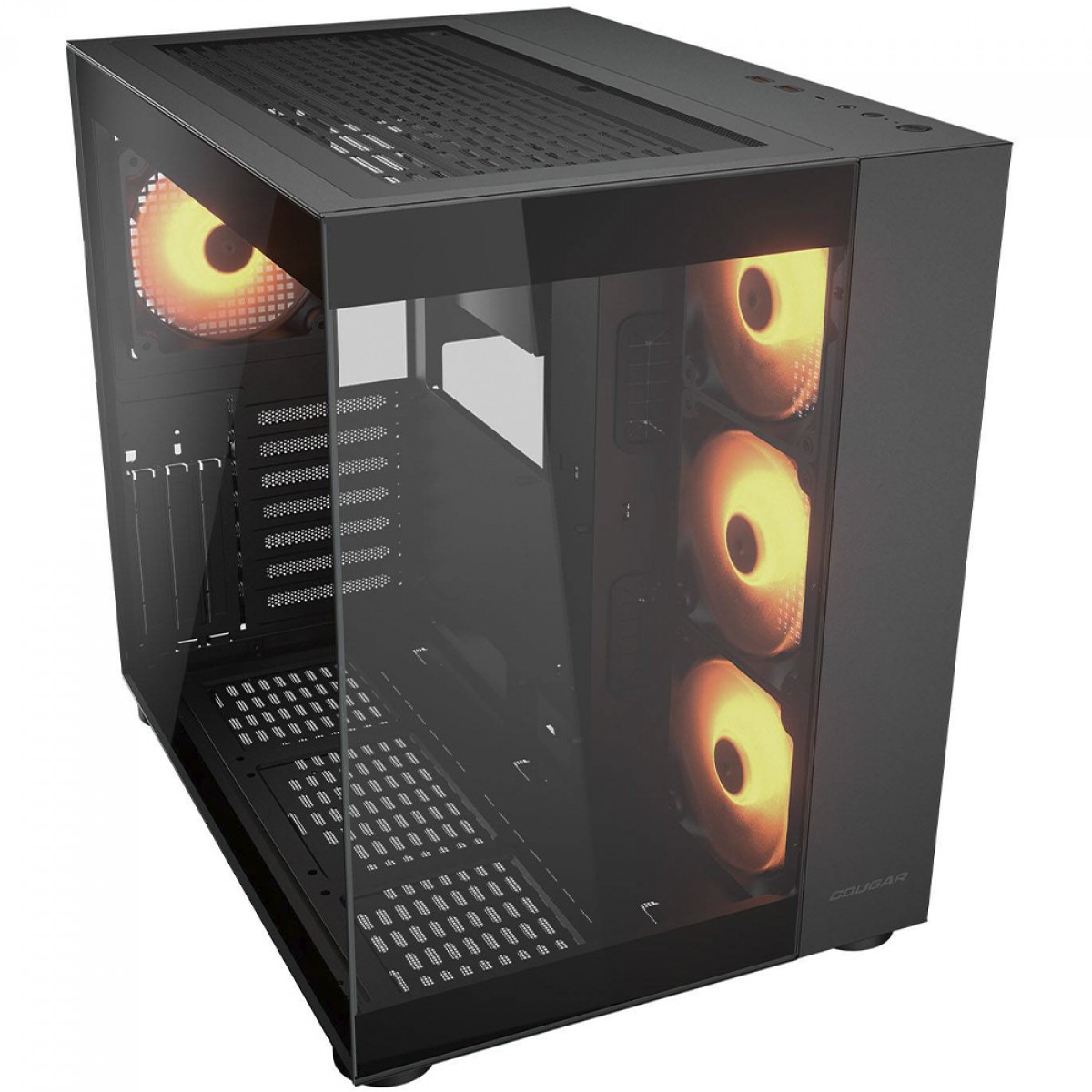 Gabinete Gamer Cougar FV150 RGB, Mid Tower, Vidro Temperado, ATX, Com 4 Fans, Preto, 385KA10.0001