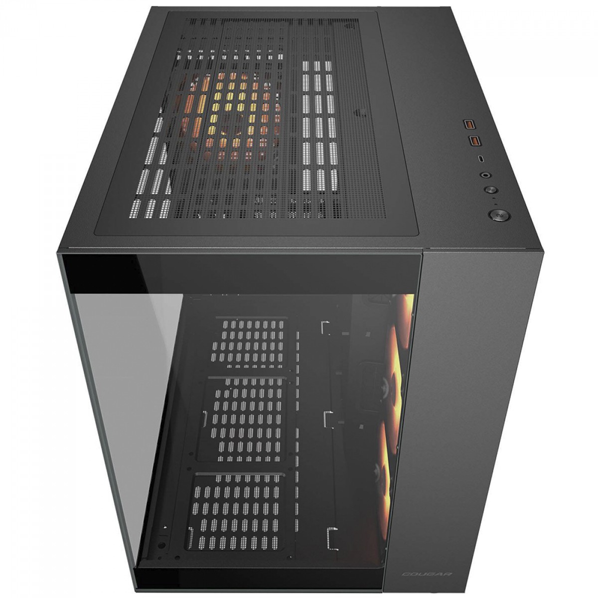 Gabinete Gamer Cougar FV150 RGB, Mid Tower, Vidro Temperado, ATX, Com 4 Fans, Preto, 385KA10.0001