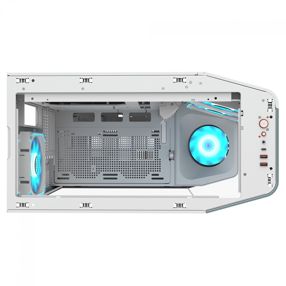 Gabinete Gamer Cougar FV270 White RGB, Mid Tower, Vidro Temperado, EATX, Com 4 Fans, Branco, 3858M60.0006