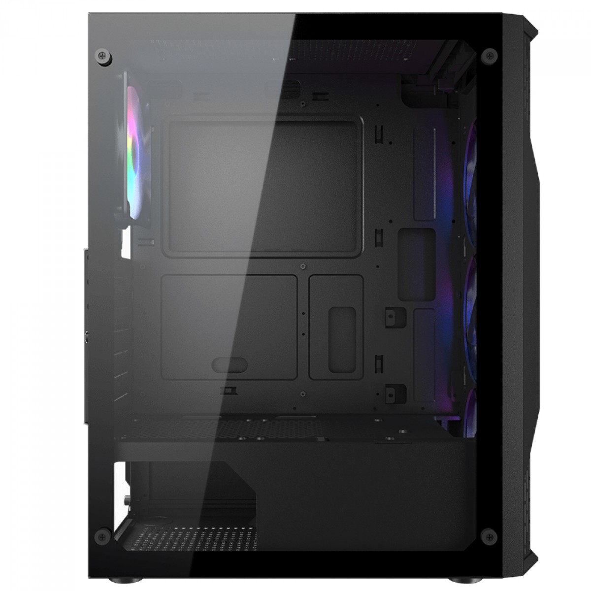 Gabinete Gamer Cougar MX 110 RGB, Mid Tower, Vidro Temperado, ATX, Sem Fonte, Com 4 Fans, Preto, 382BD20.0001