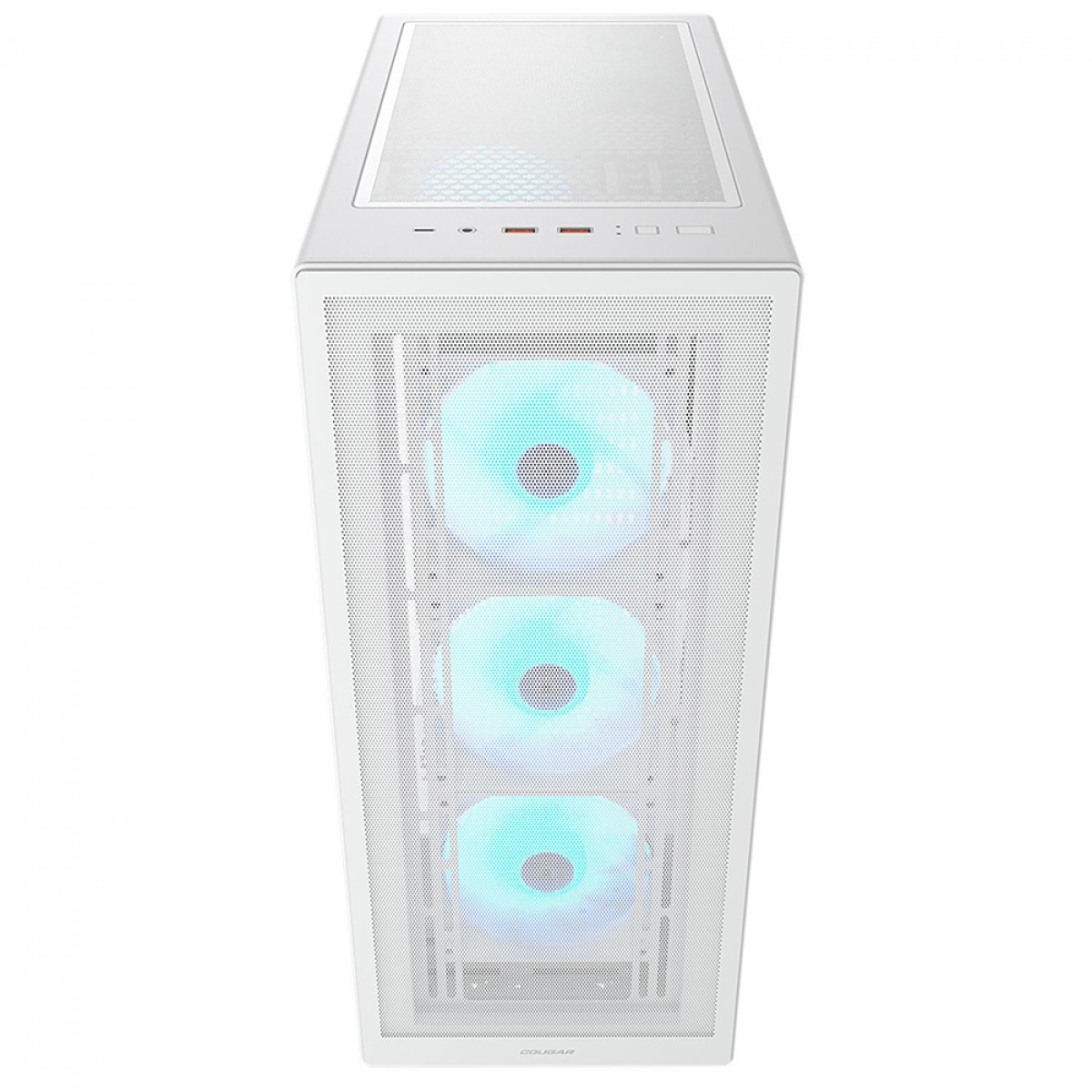 Gabinete Gamer Cougar MX220 RGB, Mid Tower, Vidro Temperado, ATX, Com 4 Fans, Branco, 382AC80.0002