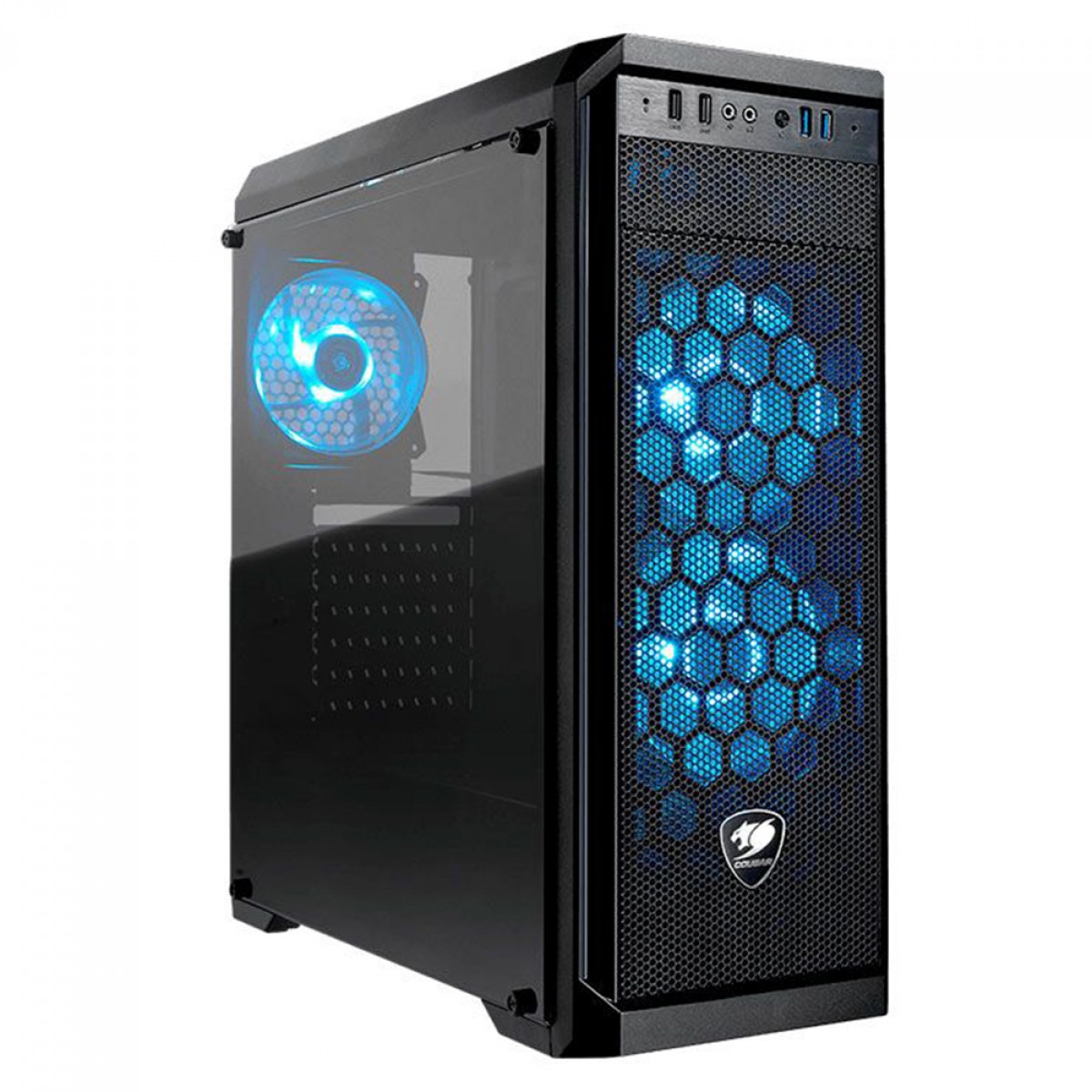 Gabinete Gamer Cougar MX330-G AIR, Mid Tower, Vidro Temperado, ATX, Black, Sem Fonte, Com 3 Fans, 385NC10.0021