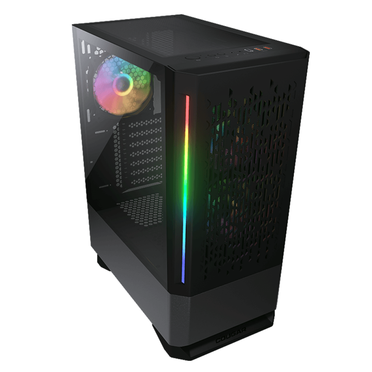 Gabinete Gamer Cougar MX430 AIR RGB, Mid Tower, Vidro Temperado, Black, ATX, Sem Fonte, Com 3 Fans, 3851C60.0001