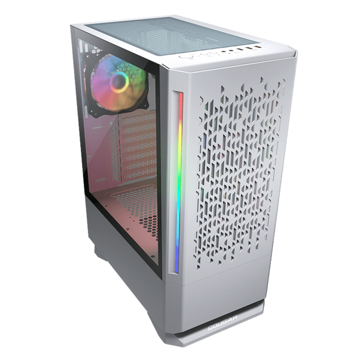 Gabinete Gamer Cougar MX430 AIR RGB, Mid Tower, Vidro Temperado, White, ATX, Sem Fonte, Com 3 Fans, 3851C60.0002