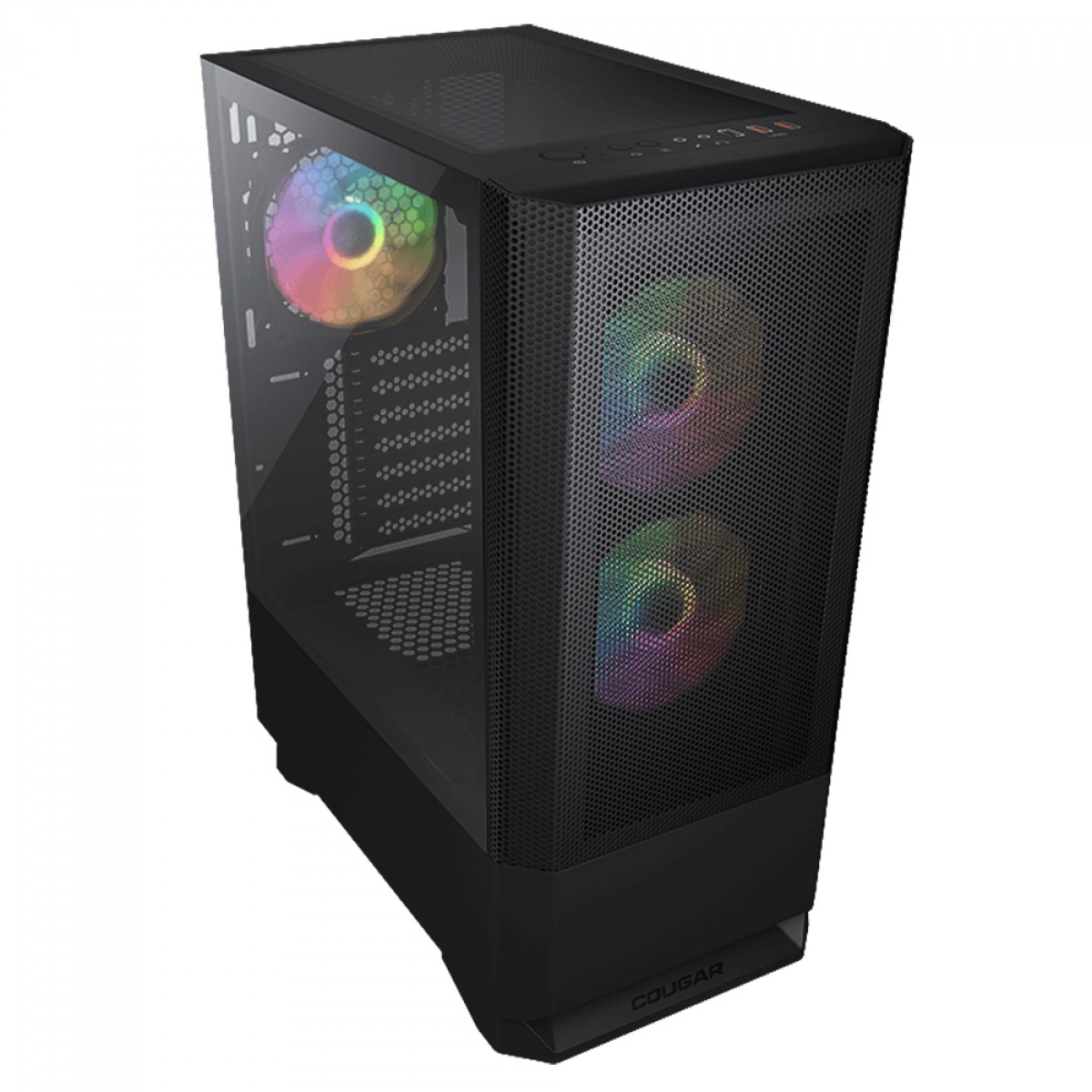 Gabinete Gamer Cougar MX430 Mesh RGB, Mid Tower, Vidro Temperado, ATX, Black, Sem Fonte, Com 3 Fans ARGB, 3851C60.0003