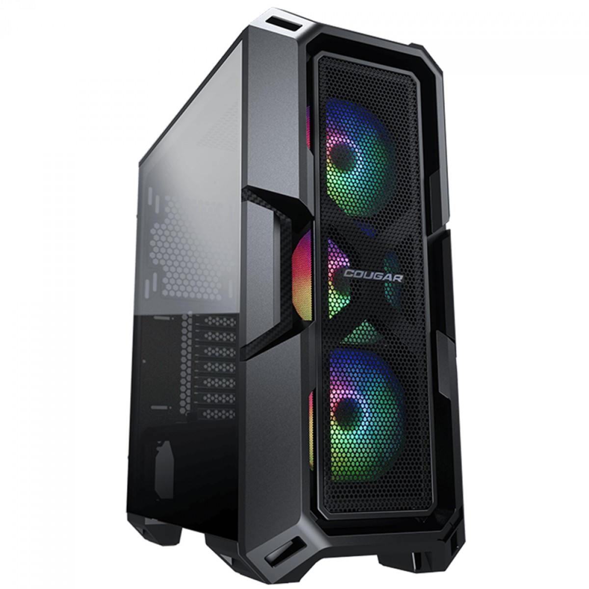 Gabinete Gamer Cougar MX440 Mesh RGB, Mid Tower, Vidro Temperado, ATX, Black, Sem Fonte, Com 3 Fans, 3856C10.0007