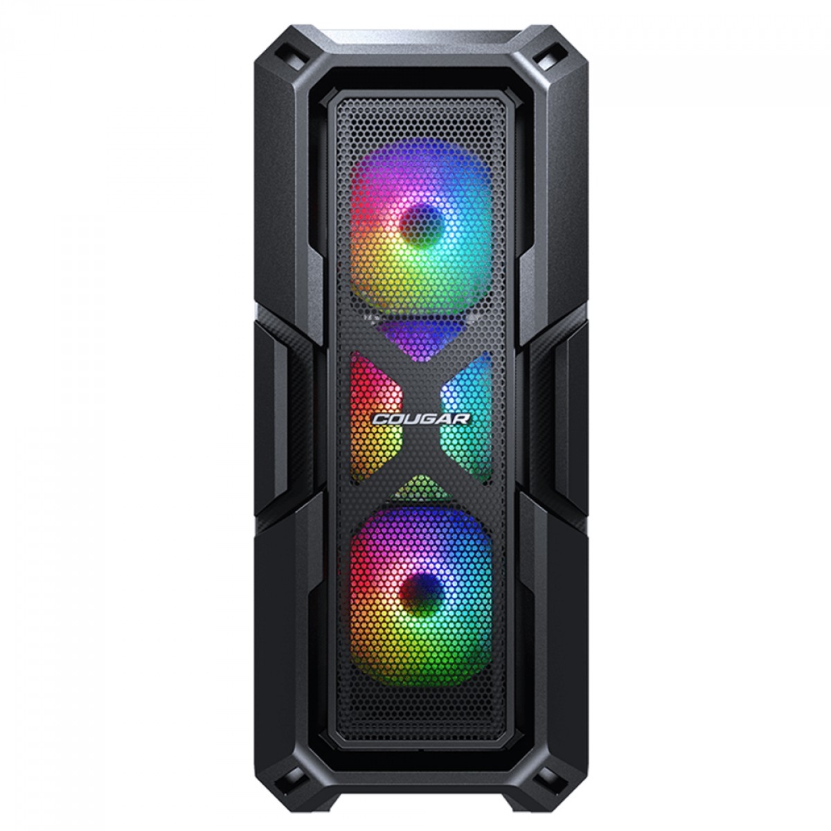 Gabinete Gamer Cougar MX440 Mesh RGB, Mid Tower, Vidro Temperado, ATX, Black, Sem Fonte, Com 3 Fans, 3856C10.0007