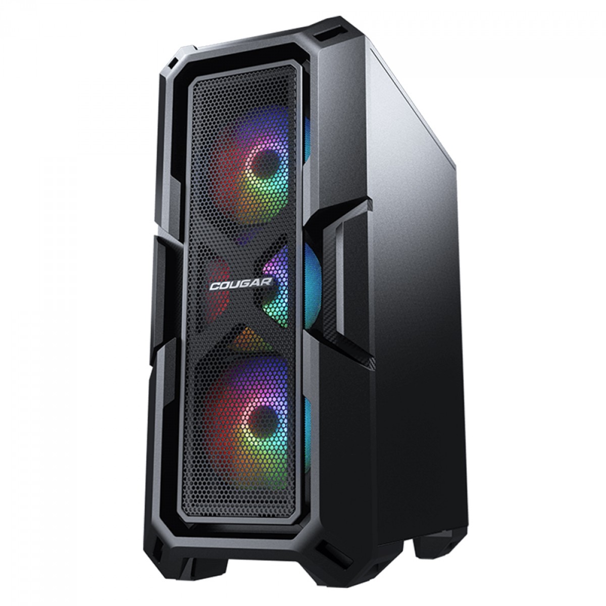 Gabinete Gamer Cougar MX440 Mesh RGB, Mid Tower, Vidro Temperado, ATX, Black, Sem Fonte, Com 3 Fans, 3856C10.0007