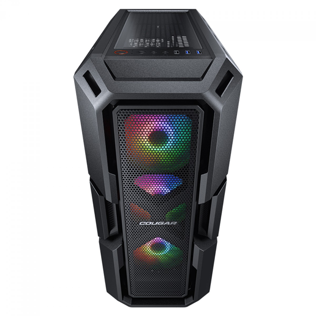 Gabinete Gamer Cougar MX440 Mesh RGB, Mid Tower, Vidro Temperado, ATX, Black, Sem Fonte, Com 3 Fans, 3856C10.0007