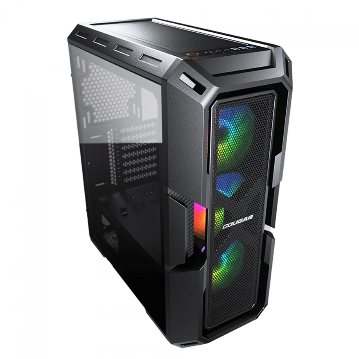 Gabinete Gamer Cougar MX440 Mesh RGB, Mid Tower, Vidro Temperado, ATX, Black, Sem Fonte, Com 3 Fans, 3856C10.0007
