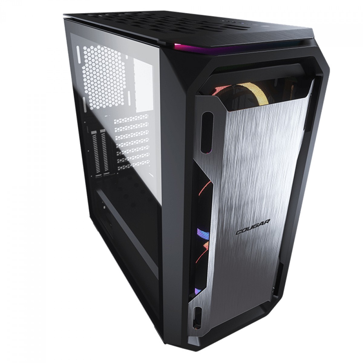 Gabinete Gamer Cougar MX670 RGB, Mid Tower, Vidro Temperado, E-ATX, Black, Sem Fonte, Com 3 Fans, 385UM60.0001