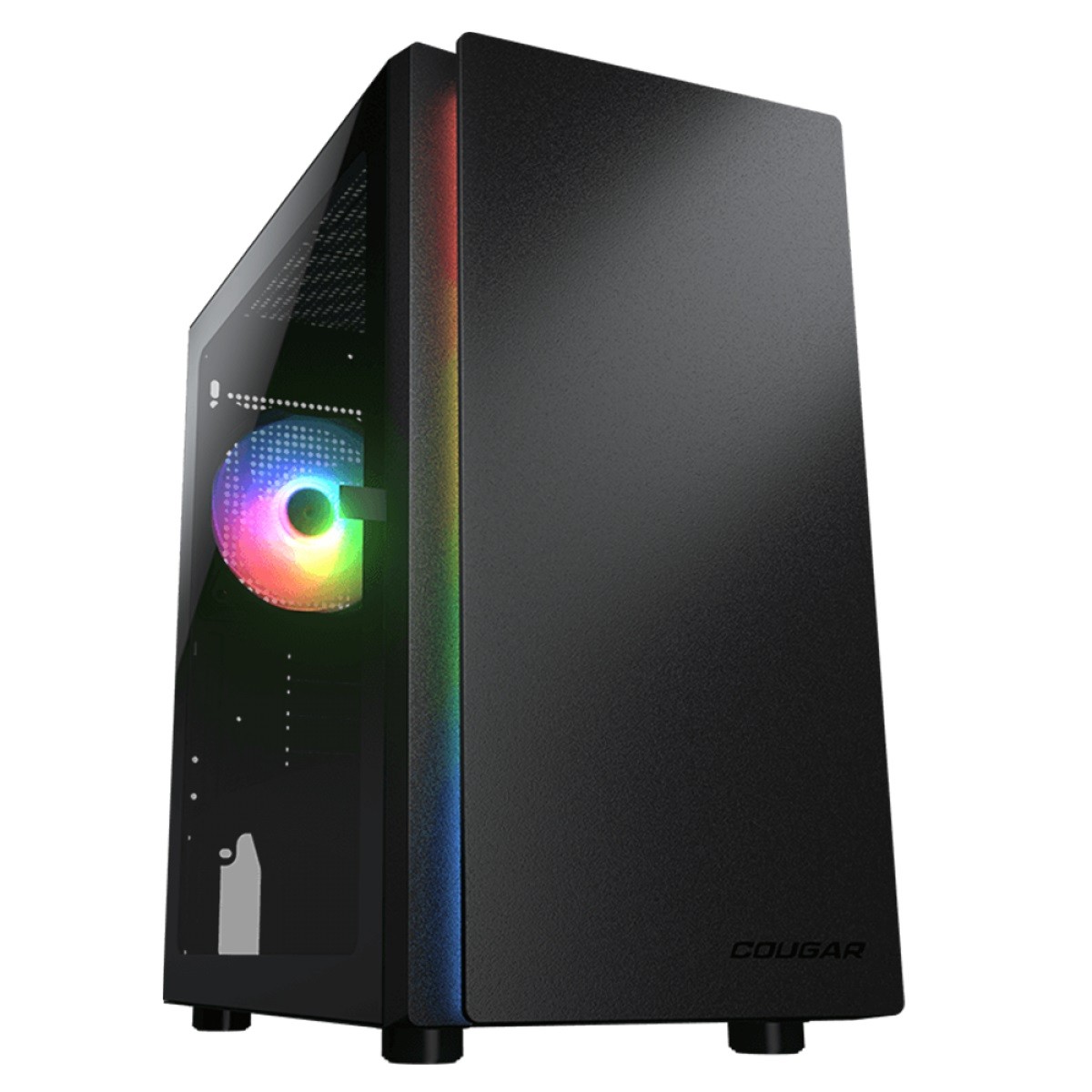 Gabinete Gamer Cougar Purity RGB, Mini Tower, Vidro Temperado, Black, Micro-ATX, Sem Fonte, Com 1 Fan, 385PC40.0001