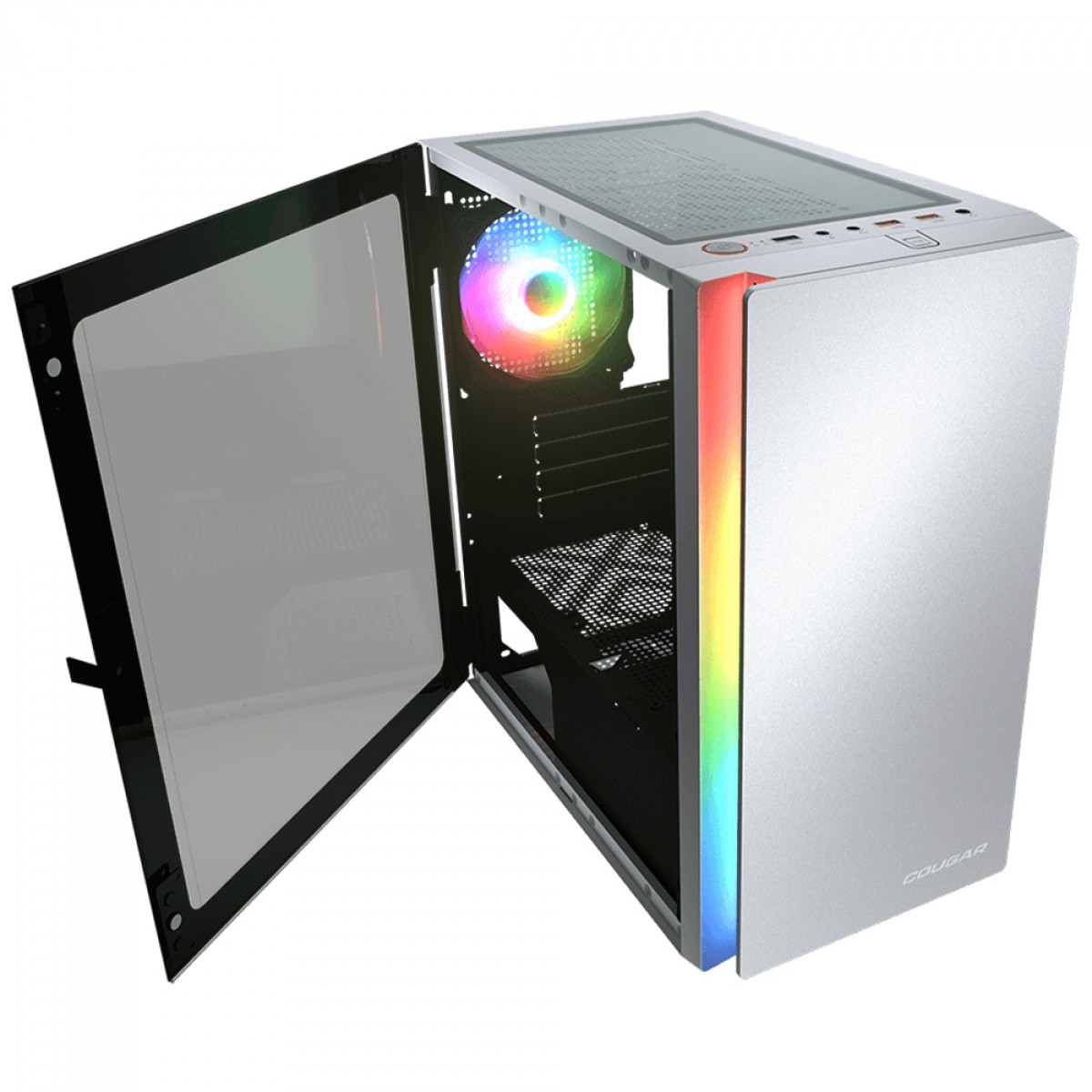 Gabinete Gamer Cougar Purity RGB White, Mini Tower, Vidro Temperado, mATX, Com 1 Fan, Branco, 385PC40.0002