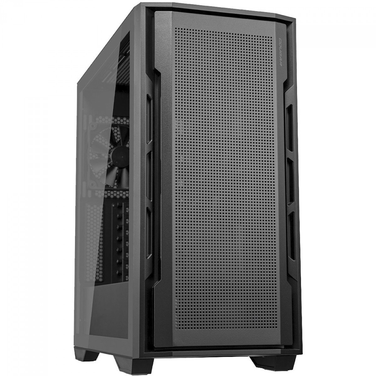 Gabinete Gamer Cougar Uniface, Mid Tower, Vidro Temperado, EATX, Com 2 Fans, Preto, 385C780.0005
