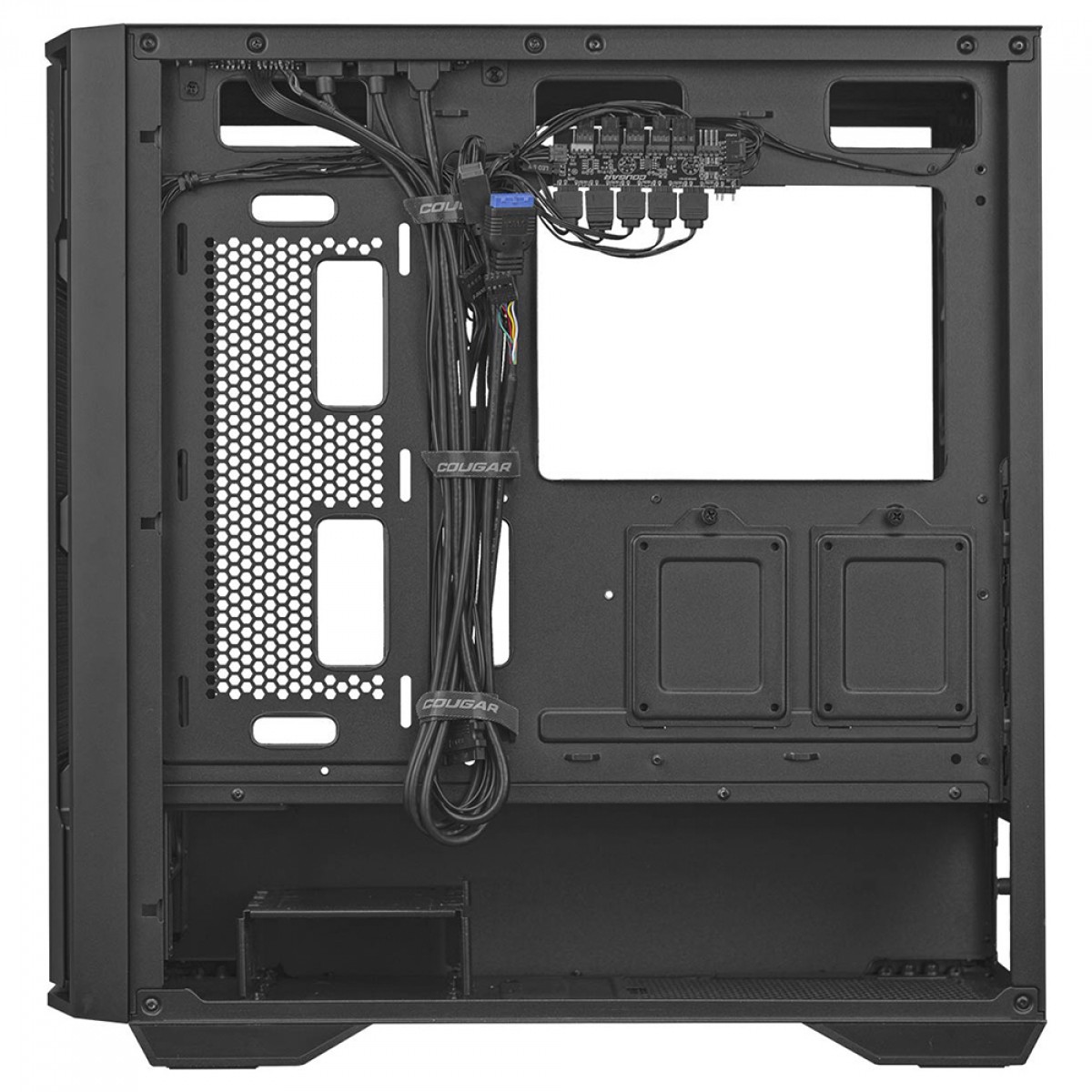 Gabinete Gamer Cougar Uniface RGB, Mid Tower, Vidro Temperado, EATX, Com 4 Fans, Preto, 385C780.0001
