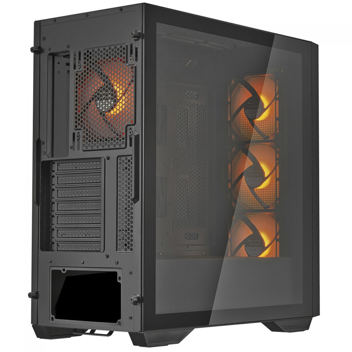 Gabinete Gamer Cougar Uniface RGB, Mid Tower, Vidro Temperado, EATX, Com 4 Fans, Preto, 385C780.0001