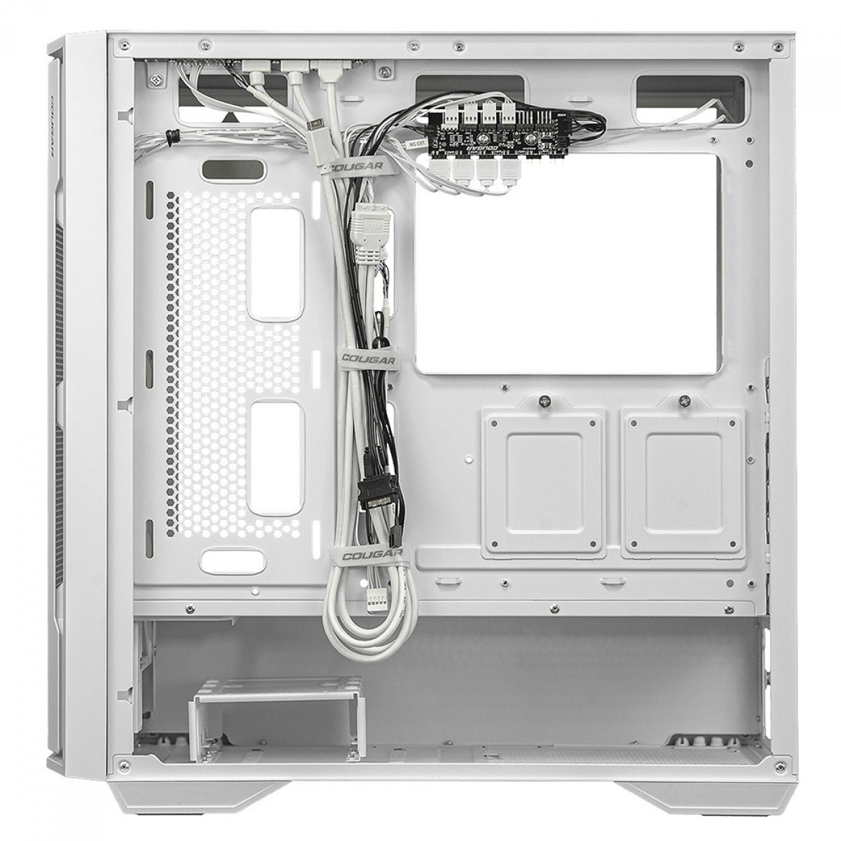 Gabinete Gamer Cougar Uniface White RGB, Mid Tower, Vidro Temperado, EATX, Com 4 Fans, Branco, 385C780.0002