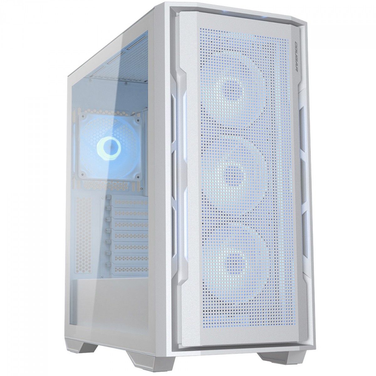 Gabinete Gamer Cougar Uniface White RGB, Mid Tower, Vidro Temperado, EATX, Com 4 Fans, Branco, 385C780.0002