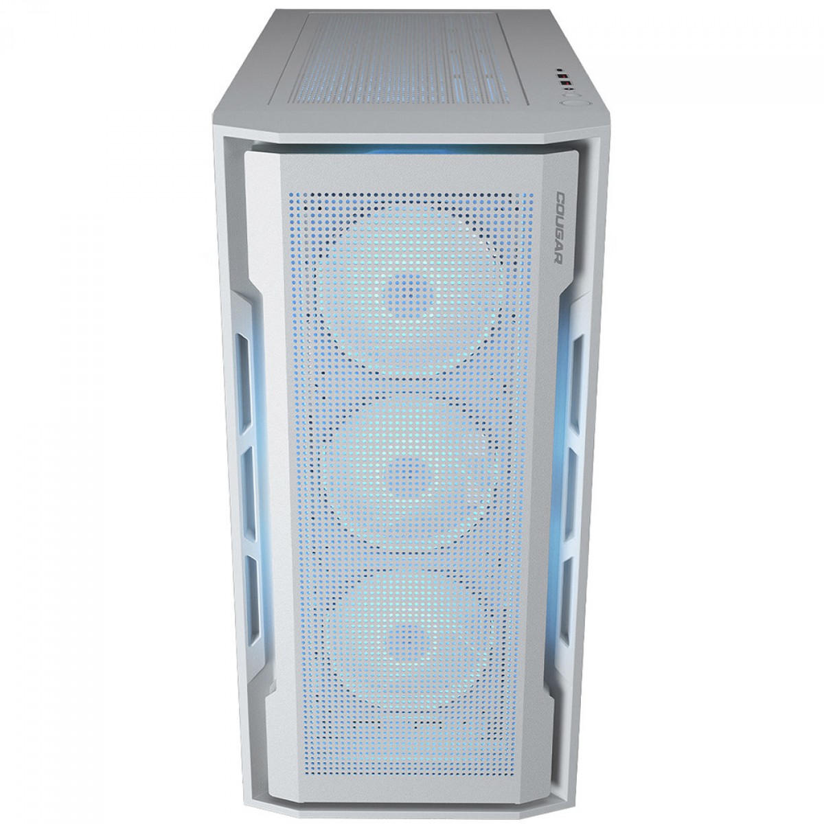 Gabinete Gamer Cougar Uniface White RGB, Mid Tower, Vidro Temperado, EATX, Com 4 Fans, Branco, 385C780.0002