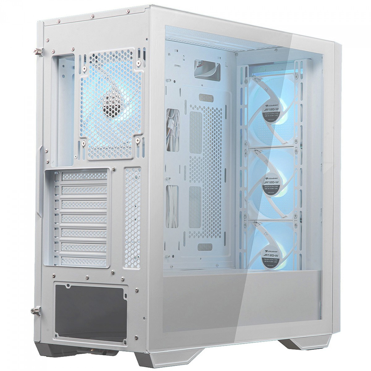 Gabinete Gamer Cougar Uniface White RGB, Mid Tower, Vidro Temperado, EATX, Com 4 Fans, Branco, 385C780.0002