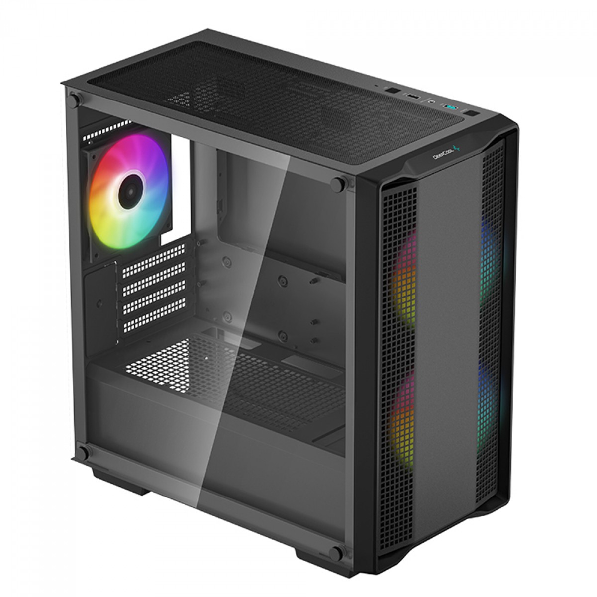 Gabinete Gamer DeepCool CC360 BK ARGB, Black, Mid Tower, Vidro Temperado, MATX, Sem Fonte, Com 3 Fans, R-CC360-BKAPM3-G-1