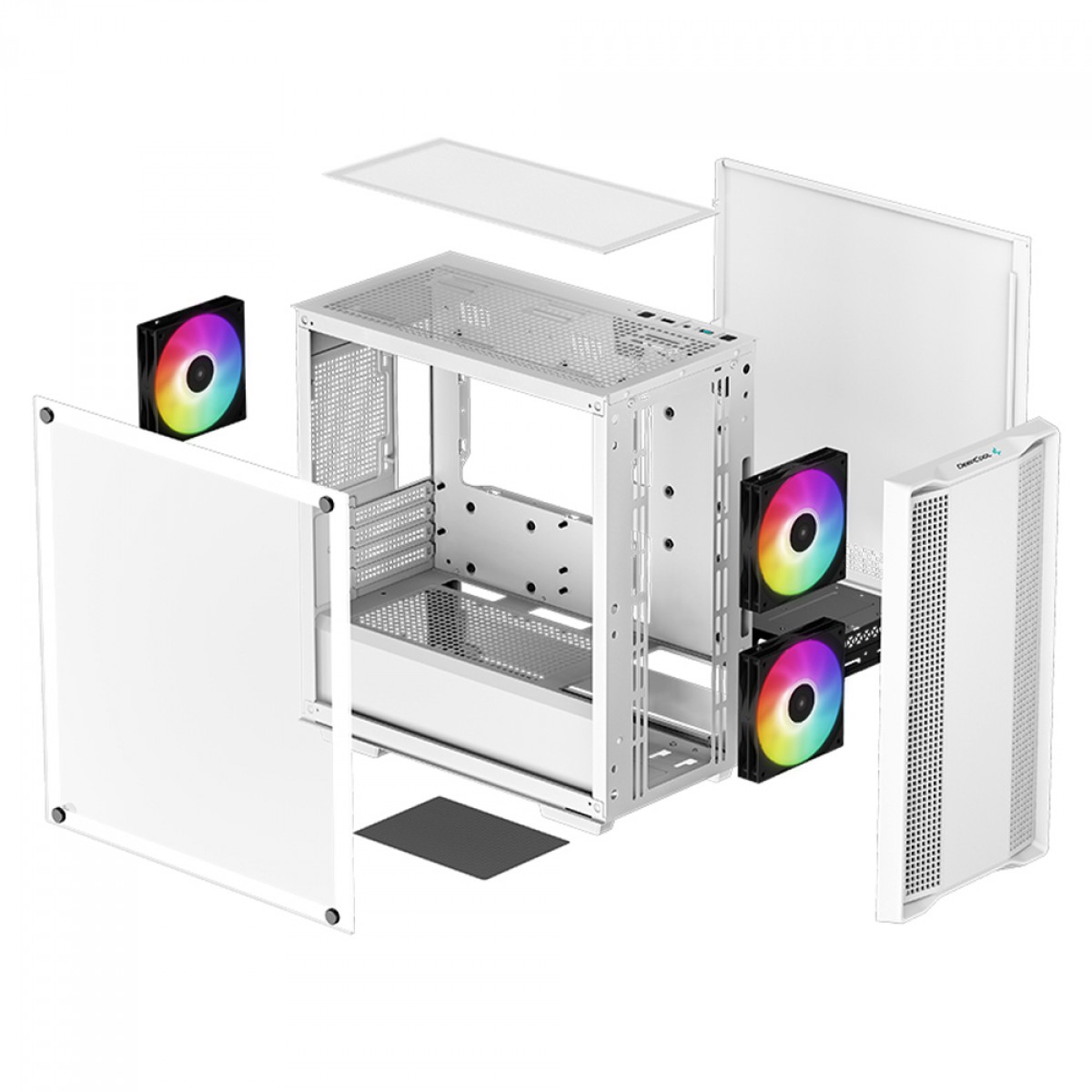 Gabinete Gamer DeepCool CC360 WH ARGB, White, Mid Tower, Vidro Temperado, MATX, Sem Fonte, Com 3 Fans, R-CC360-WHAPM3-G-1 