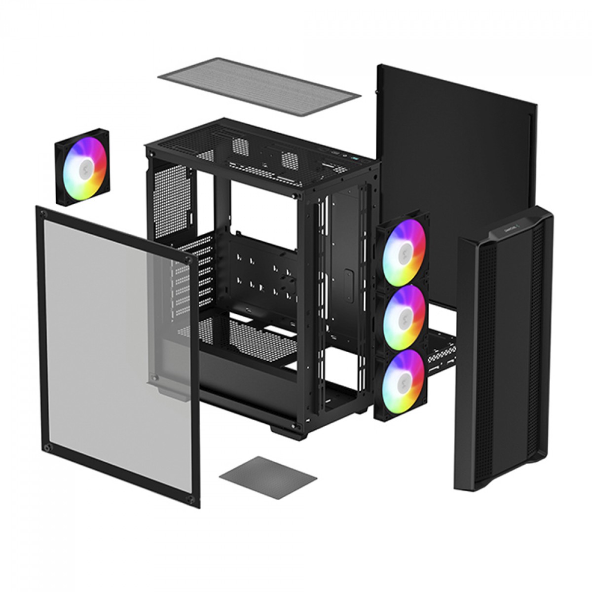 Gabinete Gamer DeepCool CC560 ARGB V2, Black, Mid Tower, Vidro Temperado, ATX, Sem Fonte, Com 4 Fans, R-CC560-BKTAA4-G-2