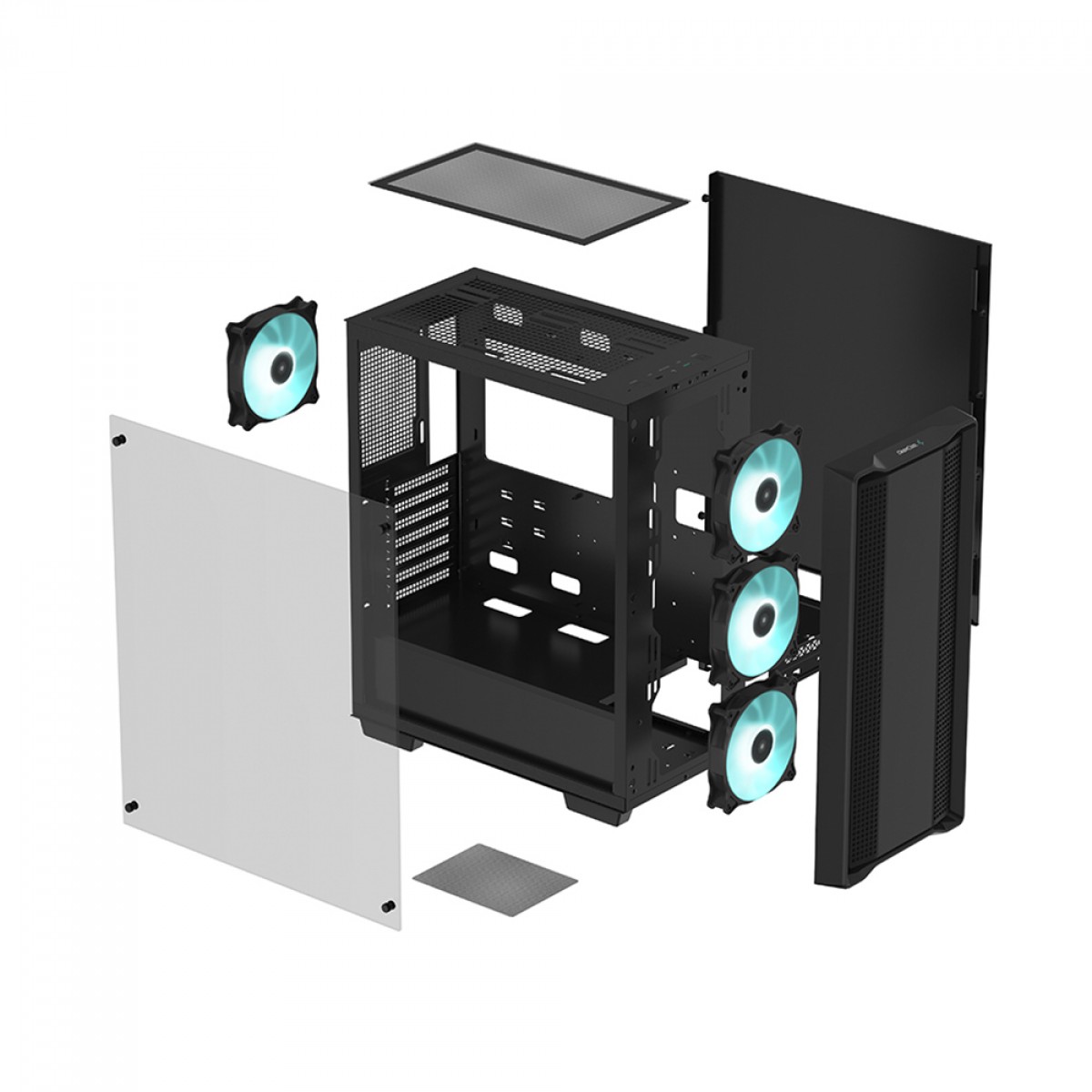 Gabinete Gamer DeepCool CC560, Black, Mid Tower, Vidro Temperado, ATX, Sem Fonte, Com 4 Fans, R-CC560-BKGAA4-G-1