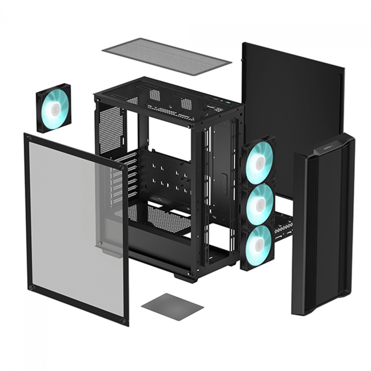 Gabinete Gamer DeepCool CC560 V2, Black, Mid Tower, Vidro Temperado, ATX, Sem Fonte, Com 4 Fans, R-CC560-BKGAA4-G-2
