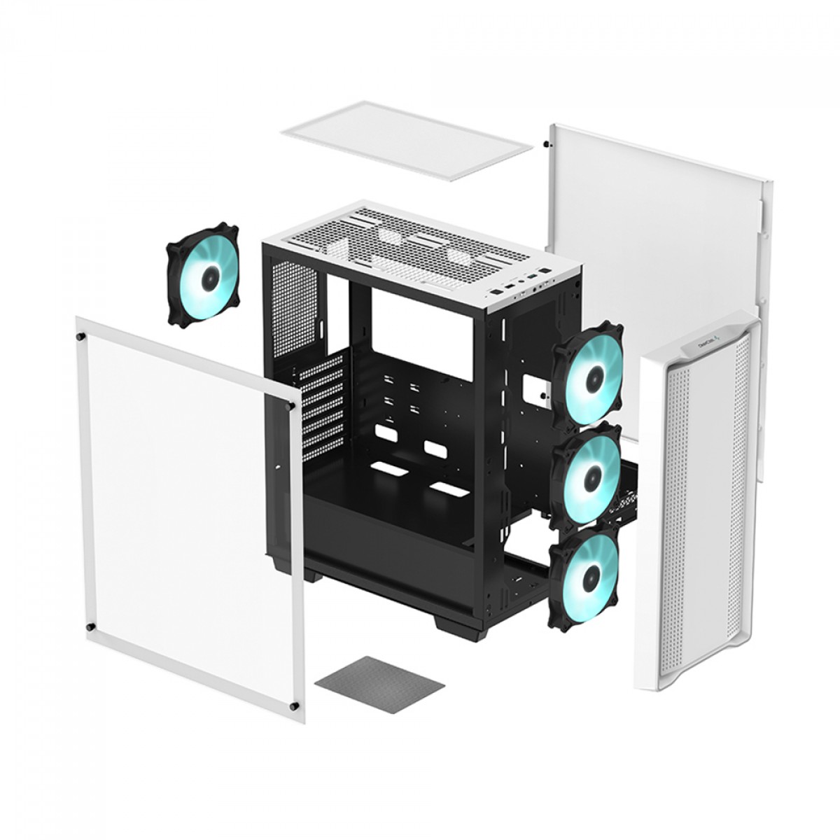 Gabinete Gamer DeepCool CC560 WH, White, Mid Tower, Vidro Temperado, ATX, Sem Fonte, Com 4 Fans, R-CC560-WHGAA4-G-1