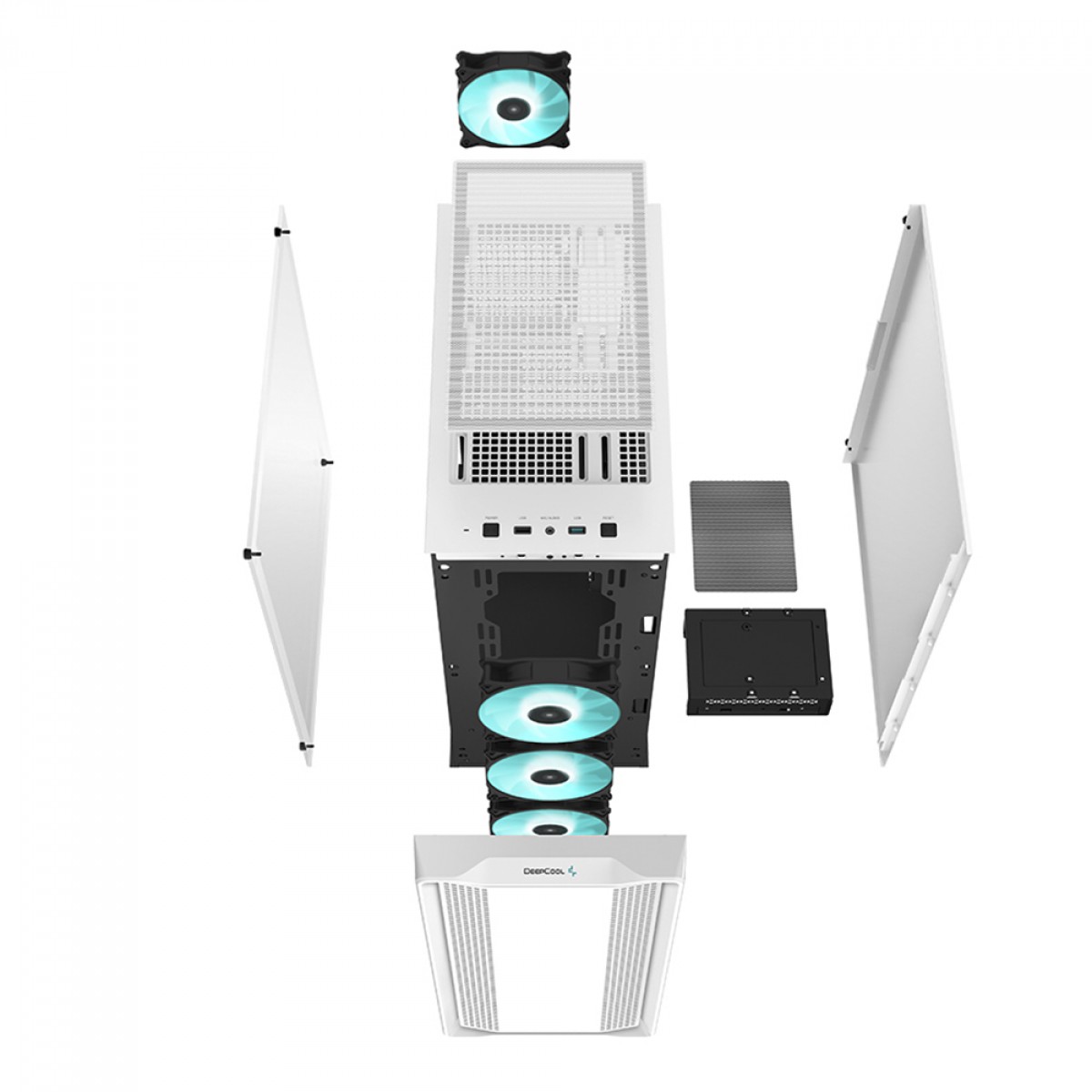 Gabinete Gamer DeepCool CC560 WH, White, Mid Tower, Vidro Temperado, ATX, Sem Fonte, Com 4 Fans, R-CC560-WHGAA4-G-1