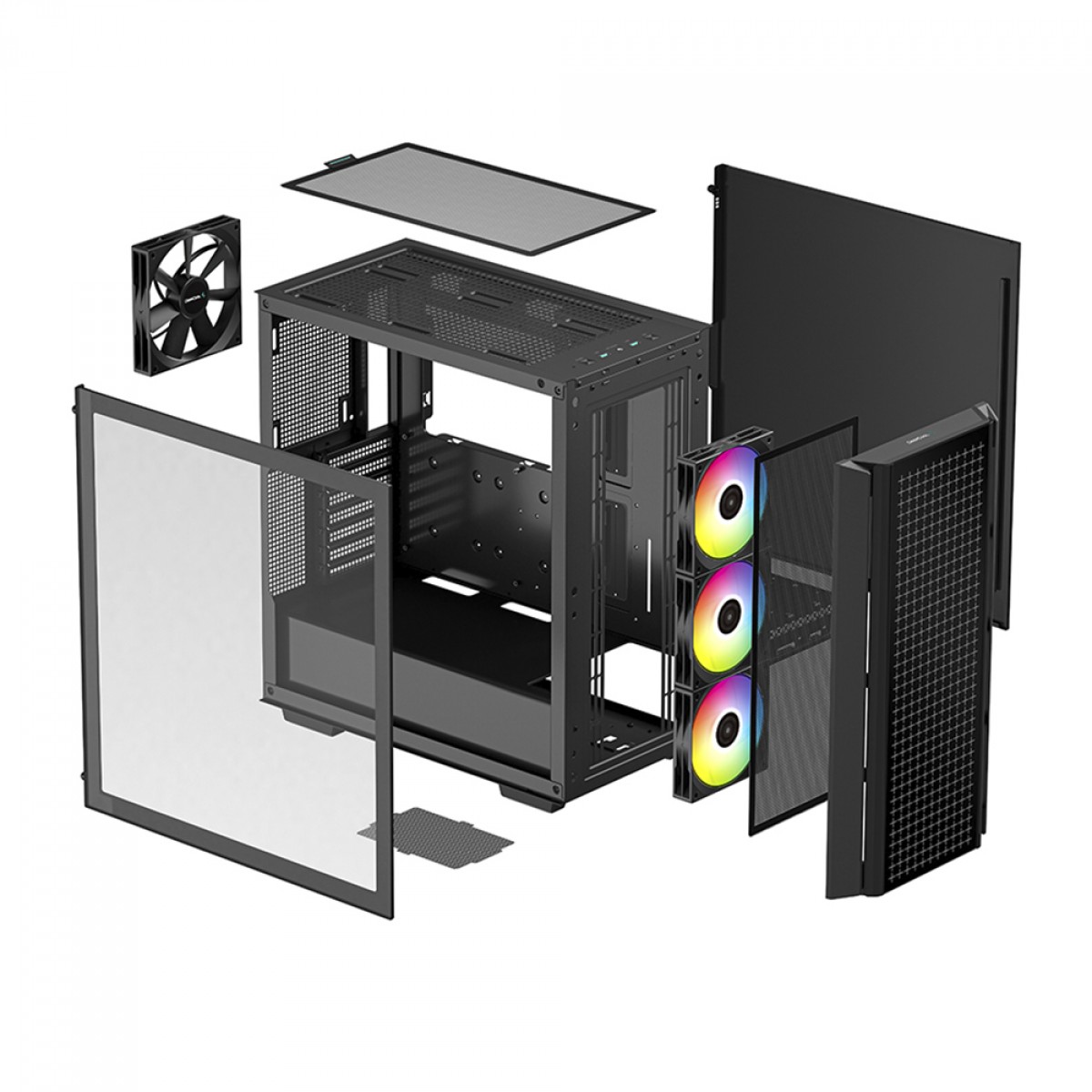 Gabinete Gamer DeepCool CG540, Mid Tower, RGB, Vidro Temperado, Black, E-ATX, Sem Fonte, Com 4 Fans, R-CG540-BKAGE4-G-1